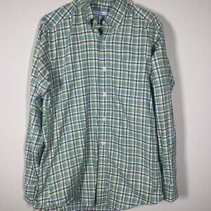 Southern Tide Men's LS Plaid Green Orange Button-Up Shirt S Classic Fit!